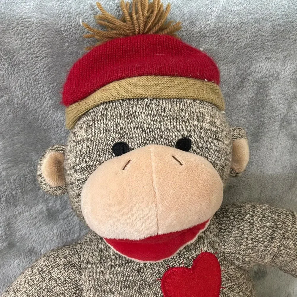 Retired Build A Bear Workshop Norm The Sock Monkey Heart 20” Plush Toy BAB jeans